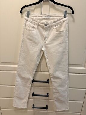 J Brand Women's Amelia Mid‎ Rise Straight Leg Jeans White Mid-Rise Cotton Sz 26